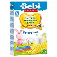 Каша Bebi Premium молочная кукурузная 200г, с 5 месяцев					