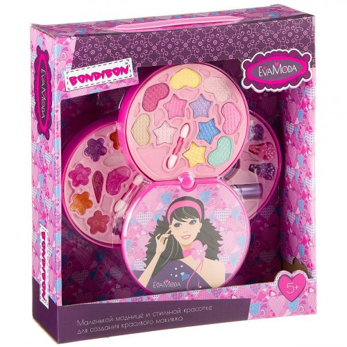 Bondibon Набор детской декоративной косметики для девочек Eva Moda Косметичка-диск 3 уровня / цвет розовый
