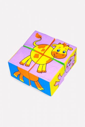 Мякиши игрушка кубики "собери картинку" домашние животные/ 4 кубика