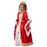 Батик Карнавальный костюм для девочек Королева / рост 104 см, от 4 лет / цвет красный, белый					