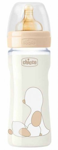 Chicco Бутылочка Original Touch Glass Uni с латексной соской, 250 мл, 2+ месяца